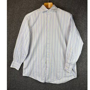 Brooks Brothers Striped Dress Shirt Mens 16 32 Italy Cotton USA Made Old Money